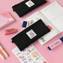 Load image into Gallery viewer, Monolike Happy and Lucky Daily pen case, Happy Black - Slim Water-Resistant Nylon Pen Pouch, Aesthetic Vivid Stationery Organizer for Office
