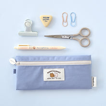 Load image into Gallery viewer, Monolike Happy and Lucky Flat Pencil Case, Pale Blue - Slim Water-Resistant Nylon Pen Pouch, Aesthetic Pastel Stationery Organizer for Office
