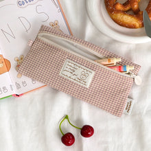 Load image into Gallery viewer, Monolike Unmatched Friends Fabric Check Pencil Case Series. 2, Vintage pink - Pencil Pouch, Portable Pencil Bag, Pencil Case, Office Pouch case, Cushion, Soft, Vintage
