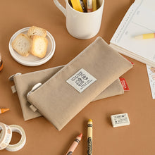 Load image into Gallery viewer, Monolike Happy and Lucky Daily pen case, Beige - Slim Water-Resistant Nylon Pen Pouch, Aesthetic Vivid Stationery Organizer for Office
