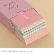 Load image into Gallery viewer, Monolike Day by Day Card, 109 Happy Birthday Romantic - Mix 48 Mini Single cards, 24 envelopes Package
