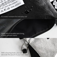 Load image into Gallery viewer, Monolike Little Doodle Flat Pouch, Black - Makeup Bag, Cosmetic Bag, Travel Bag, Toiletry Bag, Organizer, Storage Bag
