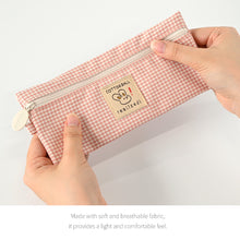 Load image into Gallery viewer, Monolike Unmatched Friends Picnic Check Pencil Case, Black - Aesthetic Gingham Pastel Desk Organizer, Trendy Minimalist Stationery Pouch
