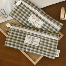 Load image into Gallery viewer, Monolike Unmatched Friends Fabric Check Pencil Case Series. 2, Vintage green - Pencil Pouch, Portable Pencil Bag, Pencil Case, Office Pouch case, Cushion, Soft, Vintage
