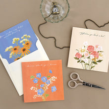 Load image into Gallery viewer, Monolike PAPER THINGS L, Olivia&#39;s Flowers 6P D SET - Greeting card, Folding card, Cards Assortment, Birthday, Thinking of You, 6 cards + 6envelopes, 135x135mm
