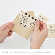 Load image into Gallery viewer, Monolike Day by Day Card, 110 Monocat - Mix 48 Mini Single cards, 24 envelopes Package
