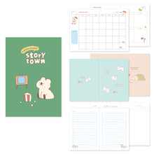 Load image into Gallery viewer, Monolike B6 Storytown Afternoon Diary 6 Month Planner, Popcorn &amp; quokka - Academic Planner, Weekly &amp; Monthly Planner, Scheduler, Undated Planner, 128x182mm
