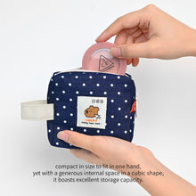 Load image into Gallery viewer, Monolike Happy and Lucky Denim Dot Cube Pouch, Blue - Makeup Bag, Cosmetic Bag, Travel Bag, Toiletry Bag, Organizer, Storage Bag
