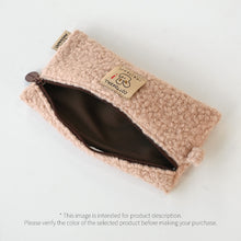 Load image into Gallery viewer, Monolike Unmatched Friends Bbogeuli Pencil Case, Brown - Slim Fuzzy Fleece Pen Pouch for Daily Use with Stain-Resistant Lining
