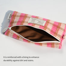 Load image into Gallery viewer, Monolike Unmatched Friends Old Check Pencil Case, Green - Pencil Pouch, Portable Pencil Bag, Pencil Case, Office Pouch case, Cushion, Soft, Vintage
