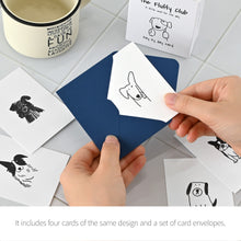 Load image into Gallery viewer, Monolike Day by Day Card, 121 The Fluffy Club - Mix 48 Mini Single cards, 24 envelopes Package
