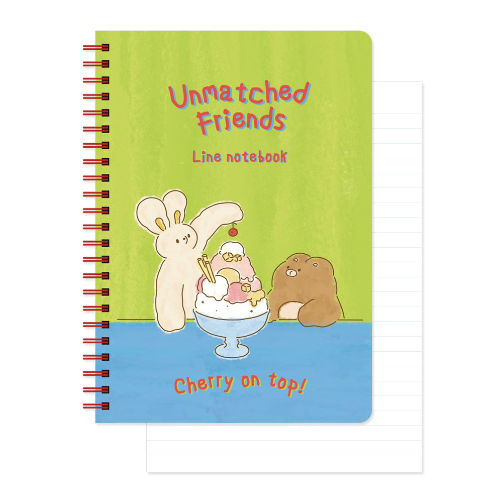 Monolike Unmatched Friends A5 Line Spiral Notebook, Cherry on top - Hardcover 5.83 x 8.27inch 128 Page