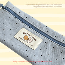 Load image into Gallery viewer, Monolike Happy and Lucky Candy Dot pen case, Ivory - Slim Corduroy Style Cotton Pen Pouch, Cute Aesthetic Pastel Stationery Organizer for Office
