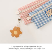 Load image into Gallery viewer, Monolike Unmatched Friends Picnic Check Pencil Case, Pink - Aesthetic Gingham Pastel Desk Organizer, Trendy Minimalist Stationery Pouch
