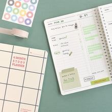 Load image into Gallery viewer, Monolike Checkers 4 Month Study Planner, Green Line - Academic Planner, Weekly &amp; Monthly Planner, Study plan
