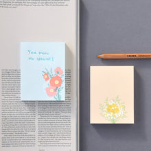 Load image into Gallery viewer, Monolike Memopad Flower For You B SET - 4 Packs, 4 Different Designs, 100 Sheets Per Pad, Total 400 Sheets, Note pads, Writing pads
