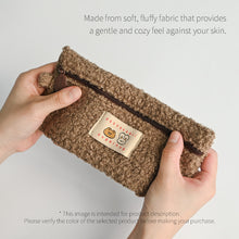 Load image into Gallery viewer, Monolike Unmatched Friends Bbogeuli Pencil Case, Brown - Slim Fuzzy Fleece Pen Pouch for Daily Use with Stain-Resistant Lining
