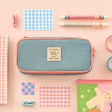 Load image into Gallery viewer, Monolike Unmatched Friends Standard pen case, Blue - Water-Resistant Nylon Pencil Case, Large Capacity Pen Pouch, Aesthetic Stationery Organizer for Office

