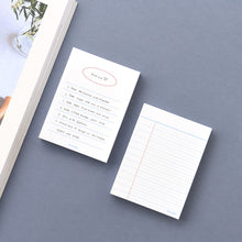 Load image into Gallery viewer, Monolike Memopad Basic Line A SET - 4 Packs, 4 Different Designs, 100 Sheets Per Pad, Total 400 Sheets, Note pads, Writing pads
