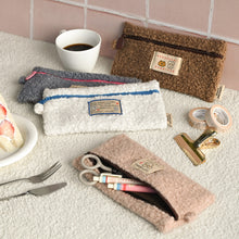Load image into Gallery viewer, Monolike Unmatched Friends Bbogeuli Pencil Case, Ivory - Slim Fuzzy Fleece Pen Pouch for Daily Use with Stain-Resistant Lining
