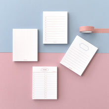 Load image into Gallery viewer, Monolike Memopad Basic Line C SET - 4 Packs, 4 Different Designs, 100 Sheets Per Pad, Total 400 Sheets, Note pads, Writing pads
