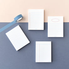 Load image into Gallery viewer, Monolike Memopad Basic Line A SET - 4 Packs, 4 Different Designs, 100 Sheets Per Pad, Total 400 Sheets, Note pads, Writing pads
