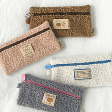 Load image into Gallery viewer, Monolike Unmatched Friends Bbogeuli Pencil Case, Ivory - Slim Fuzzy Fleece Pen Pouch for Daily Use with Stain-Resistant Lining
