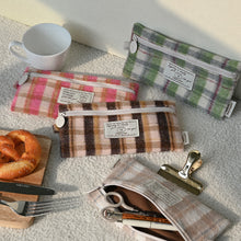 Load image into Gallery viewer, Monolike Unmatched Friends Old Check Pencil Case, Brown - Pencil Pouch, Portable Pencil Bag, Pencil Case, Office Pouch case, Cushion, Soft, Vintage
