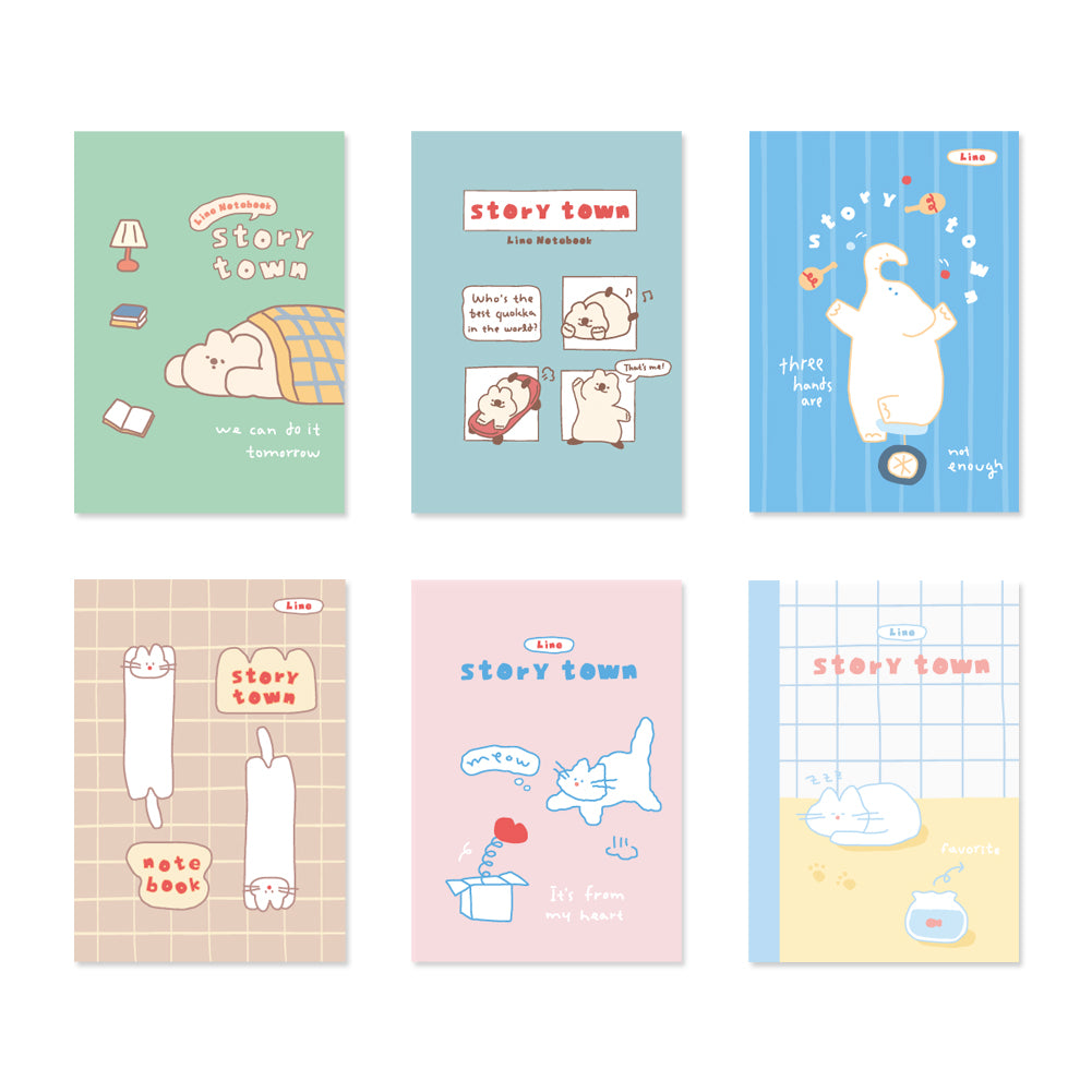 Monolike Story town Afternoon mini notebook 6p A-SET_Mini note, Pocket note, Blank note, Pocket size, a portable note, 48pages