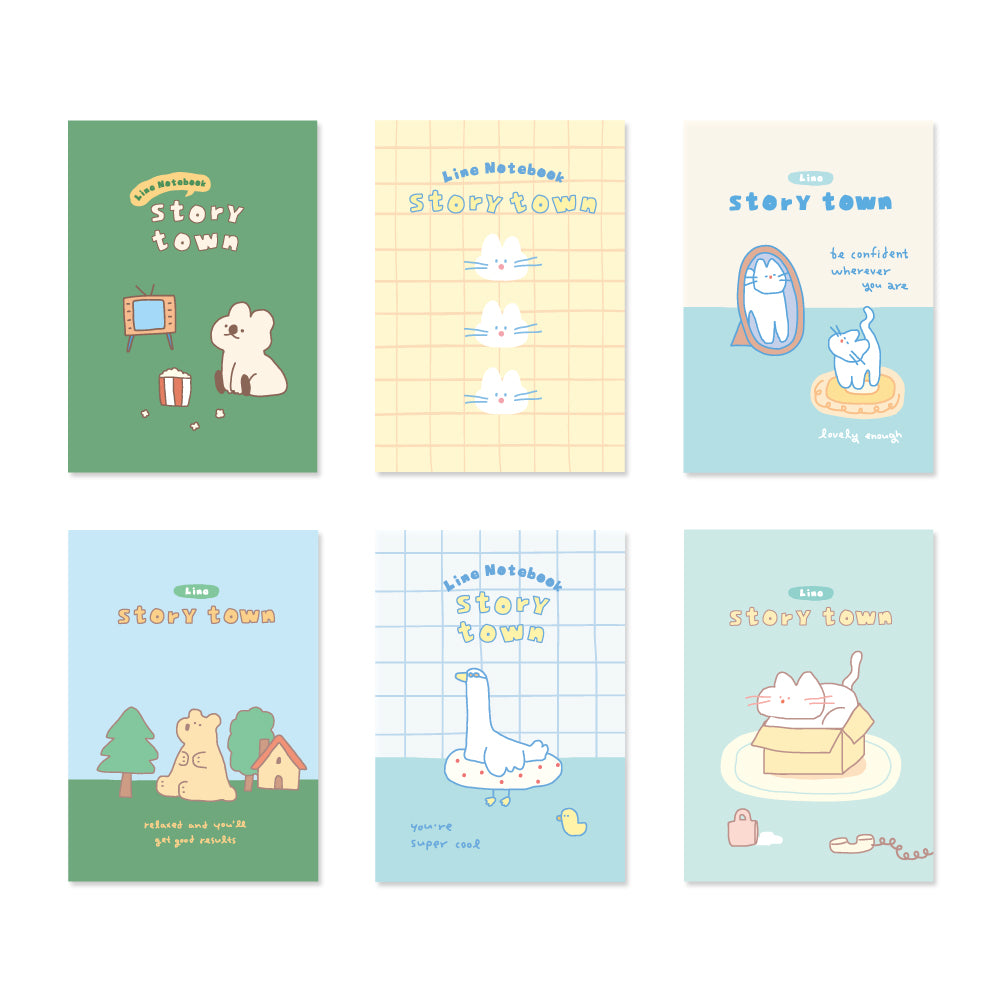 Monolike Story town Afternoon mini notebook 6p B-SET_Mini note, Pocket note, Blank note, Pocket size, a portable note, 48pages