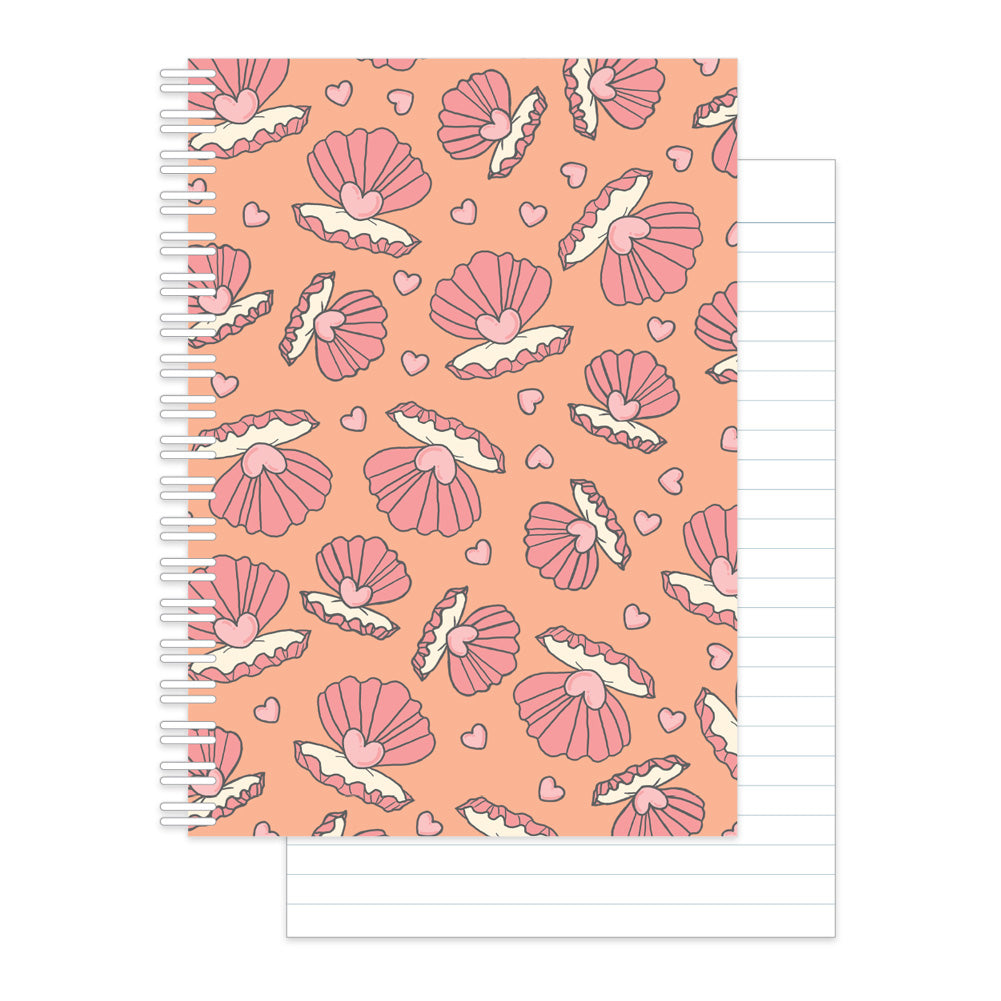 Monolike Fantastic A5 Line Spiral Notebook, Heart pearl - Hardcover 5.83 x 8.27inch 126 Page