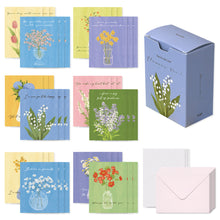 Load image into Gallery viewer, Monolike Day-by-day Card, Olivia’s Flowers Ver.1 - Mix 36 Mini Postcards, 36 envelopes, 36 stickers Package
