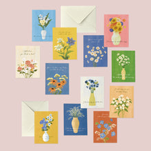 Load image into Gallery viewer, Monolike Day-by-day Card, Olivia’s Flowers Ver.2 - Mix 36 Mini Postcards, 36 envelopes, 36 stickers Package
