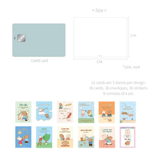 Load image into Gallery viewer, Monolike Day-by-day Card, Happy and Lucky Littles Series.1 - Mix 36 Mini Postcards, 36 envelopes, 36 stickers Package

