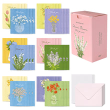 Load image into Gallery viewer, Monolike Day-by-day Card, Thank you - Olivia&#39;s Flowers Series.1 - Mix 36 Mini Postcards, 36 envelopes, 36 stickers Package
