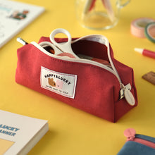 Load image into Gallery viewer, Monolike Happy and Lucky Block Pen Case, Red - Pencil Pouch, Portable Pencil Bag, Pencil Case, Office Pouch case
