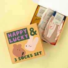 Load image into Gallery viewer, Monolike MONOSOCKS Happy and Lucky, Bright 3P SET - Soft Combed Yarn, Breathable &amp; Durable Daily Footwear, Multipack
