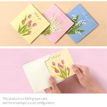 Load image into Gallery viewer, Monolike PAPER THINGS S, Olivia&#39;s Flowers 8P A SET - Greeting card, Folding card, Cards Assortment, Birthday, Thinking of You, 8 cards + 8envelopes, 100x100mm
