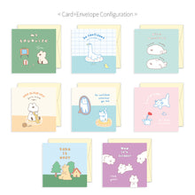 Load image into Gallery viewer, Monolike PAPER THINGS S, Storytown Afternoon 8P A SET - Greeting card, Folding card, Cards Assortment, Birthday, Thinking of You, 8 cards + 8envelopes, 100x100mm
