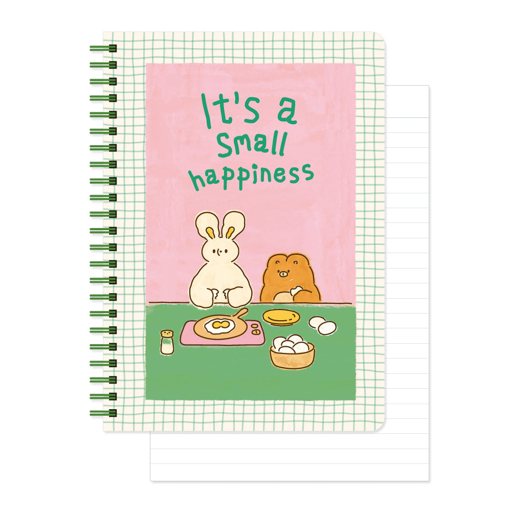 Monolike Unmatched Friends A5 Line Spiral Notebook, Small Happiness - Hardcover 5.83 x 8.27inch 128 Page