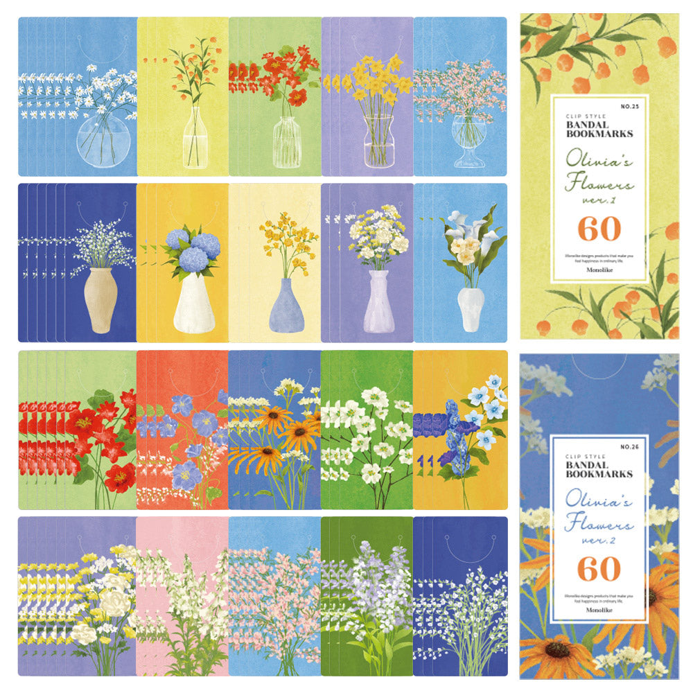 Monolike Bandal Bookmarks Olivia's Flowers Ver.1 + Ver.2 120 Pieces