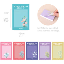 Load image into Gallery viewer, Monolike Flower for you Sticky-it - 6p Set Self-Adhesive Memo Pad 50 Sheets
