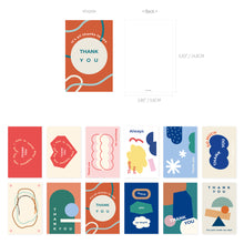 Load image into Gallery viewer, Monolike Thank you, Objet Single card - mix 12 pack, greeting card, 3.9x5.8&quot;

