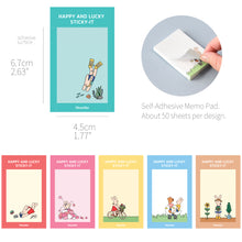 Load image into Gallery viewer, Monolike Happy and Lucky Sticky-it - 6p Set Self-Adhesive Memo Pad 50 Sheets
