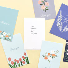 Load image into Gallery viewer, Monolike Thank you, Blossom Single card - mix 12 pack, greeting card, 3.9x5.8&quot;
