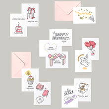 Load image into Gallery viewer, Monolike Day-by-day Card, Happy birthday for you - Mix 36 Mini Postcards, 36 envelopes, 36 stickers Package

