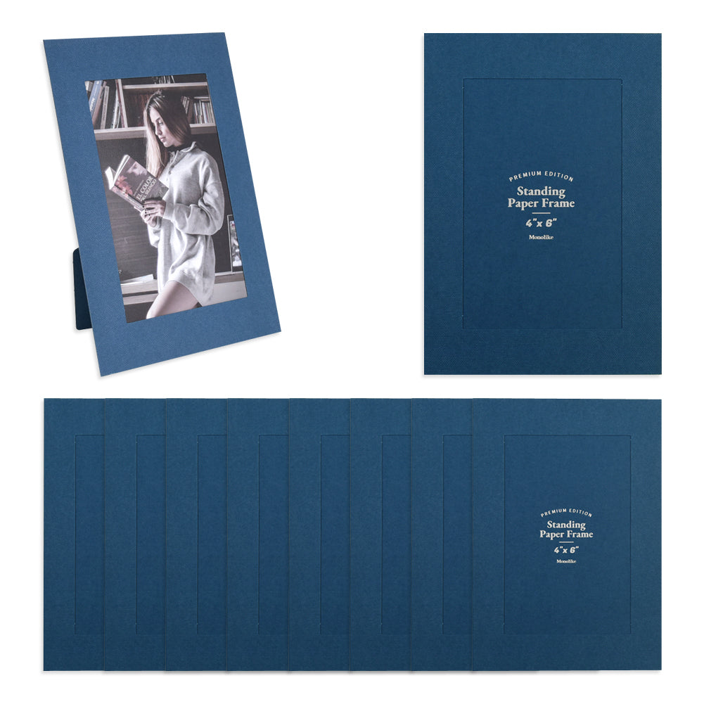 Monolike Premium Standing Paper Photo frame 4x6 Navy 10pcak - Fits 4x6