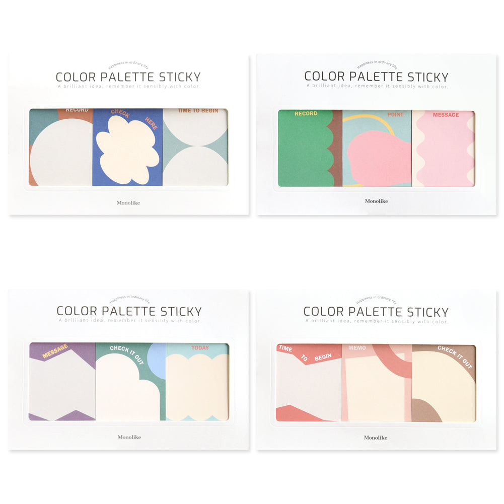 Monolike Color Palette Sticky Objet 300 A SET 4P - Self-Adhesive Memo Pad 30 sheets
