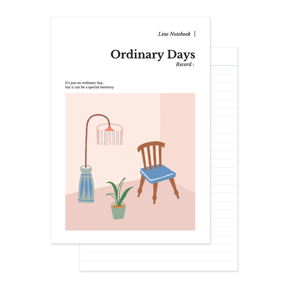 Monolike Ordinary days A5 Binding Lined Notebook, Sweet home - Hardcover, Academic, 128pages, 5.8x8.3