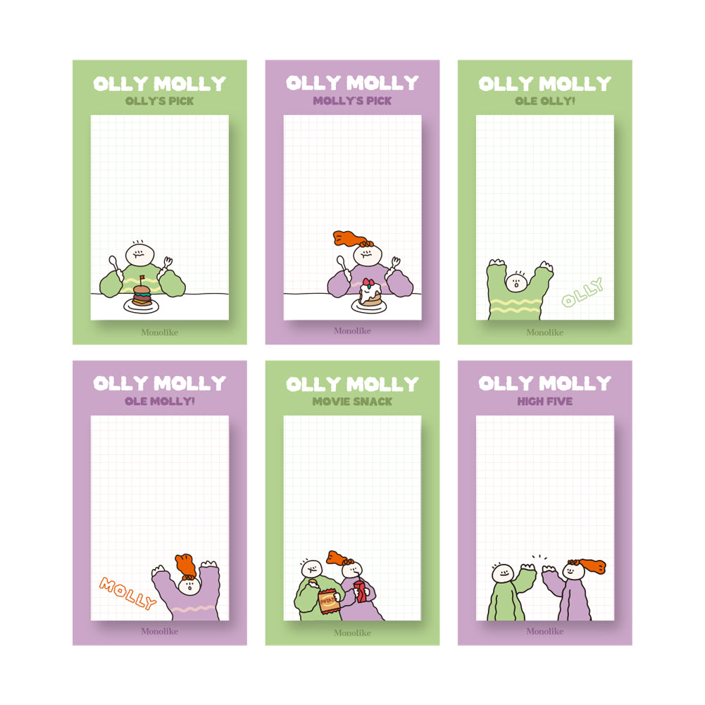 Monolike Grid Olly Molly, Coloring Sticky-it - 6p Set Self-Adhesive Memo Pad 50 Sheets